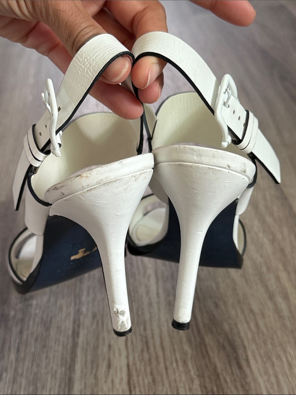 Jil Sander Cream Leather Two-Strap Block Heel Sandals 38.5 - Picture 6 of 7